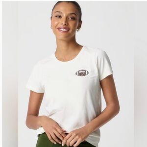 J. Crew off white Tee with Sequin Football Patch
